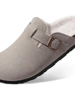 Comwarm – Mules d’hiver confortables en daim et fourrure pour femmes et hommes